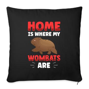 Wombat est mon Wombat Marsupial - Housse de coussin décorative 45 x 45 cm - noir - Devant