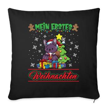 Mein Erstes Weihnachten Baby 1 Jahr Heilig Abend - Sofakissenbezug 45 x 45 cm - Schwarz - Vorne