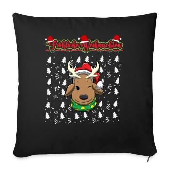 Fröhliche Weihnachten X-Mas Santa Heilig Abend - Sofakissenbezug 45 x 45 cm - Schwarz - Vorne
