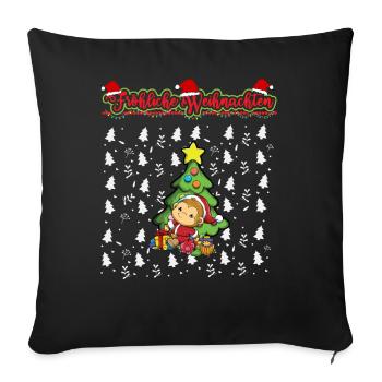 Fröhliche Weihnachten X-Mas Santa Heilig Abend - Sofakissenbezug 45 x 45 cm - Schwarz - Vorne