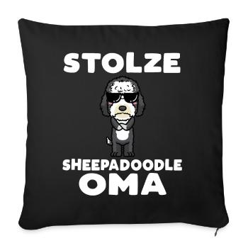 Stolze Sheepadoodle Oma - Sofakissenbezug 45 x 45 cm - Schwarz - Vorne
