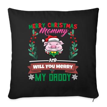 Joyeux Noël maman et voulez-vous joyeux mon papa - Housse de coussin décorative 45 x 45 cm - noir - Devant