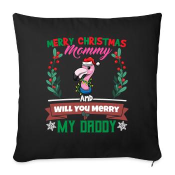 Joyeux Noël maman et voulez-vous joyeux mon papa - Housse de coussin décorative 45 x 45 cm - noir - Devant