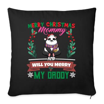 Joyeux Noël maman et voulez-vous joyeux mon papa - Housse de coussin décorative 45 x 45 cm - noir - Devant