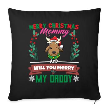 Joyeux Noël maman et voulez-vous joyeux mon papa - Housse de coussin décorative 45 x 45 cm - noir - Devant