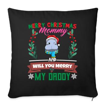 Joyeux Noël maman et voulez-vous joyeux mon papa - Housse de coussin décorative 45 x 45 cm - noir - Devant