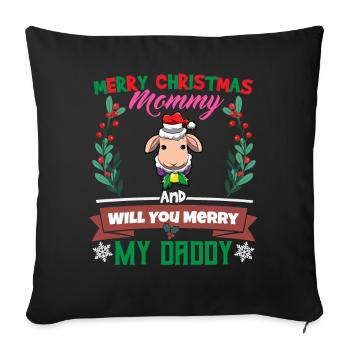 Joyeux Noël maman et voulez-vous joyeux mon papa - Housse de coussin décorative 45 x 45 cm - noir - Devant