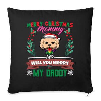 Joyeux Noël maman et voulez-vous joyeux mon papa - Housse de coussin décorative 45 x 45 cm - noir - Devant