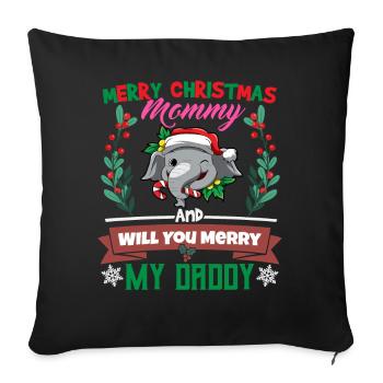 Joyeux Noël maman et voulez-vous joyeux mon papa - Housse de coussin décorative 45 x 45 cm - noir - Devant