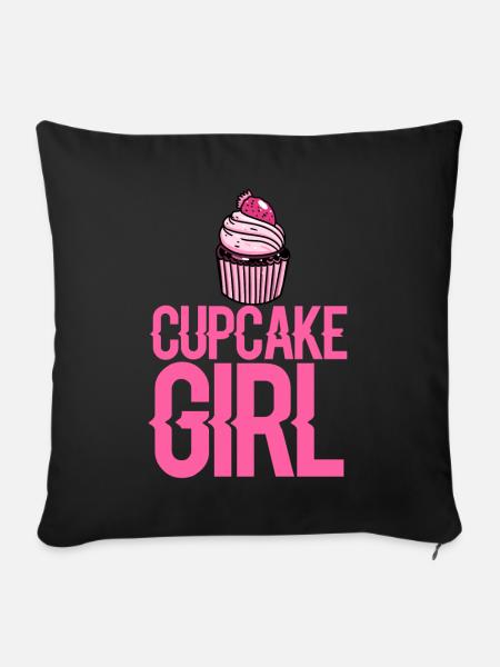 Cupcake Mädchen Backen Törtchen - Sofakissenbezug 45 x 45 cm - Schwarz