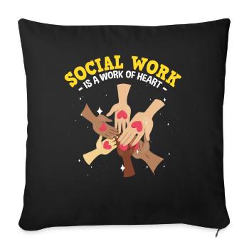 Le travail social est un travail de cœur - Housse de coussin décorative 45 x 45 cm - noir - Devant