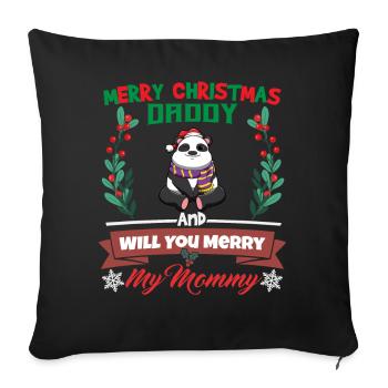 Joyeux papa de Noël et voulez-vous joyeux ma maman - Housse de coussin décorative 45 x 45 cm - noir - Devant