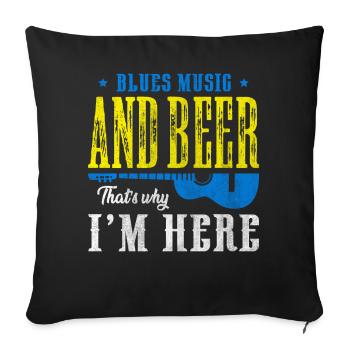 Musique blues et musique de bière Musiciens de blues - Housse de coussin décorative 45 x 45 cm - noir - Devant