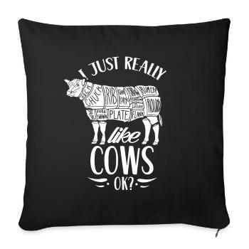 J’aime beaucoup les vaches vaches laitières - Housse de coussin décorative 45 x 45 cm - noir - Devant
