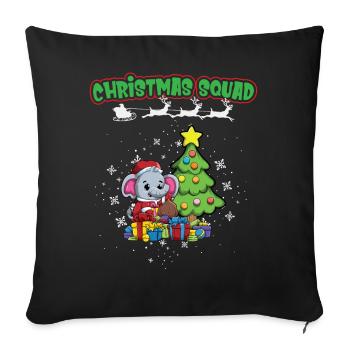Escouade de Noël X-Mas Animaux Famille Matching Noël - Housse de coussin décorative 45 x 45 cm - noir - Devant