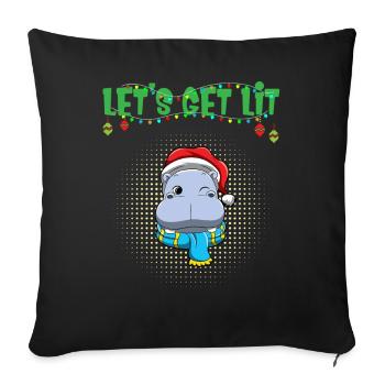 Let's Get Lit Advent Season Christmas Party X-Mas - Sofa pillowcase 17,3'' x 17,3'' (45 x 45 cm) - black - Front
