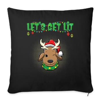 Let's Get Lit Advent Season Christmas Party X-Mas - Sofa pillowcase 17,3'' x 17,3'' (45 x 45 cm) - black - Front