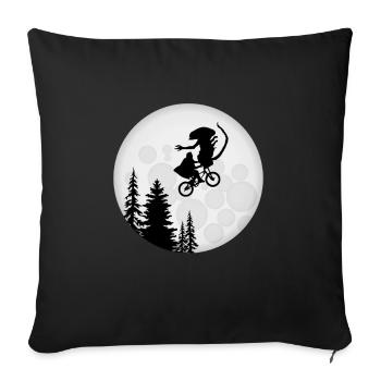 Alien in the bike basket Funny Moon Silhouette - Sofa pillowcase 17,3'' x 17,3'' (45 x 45 cm) - black - Front