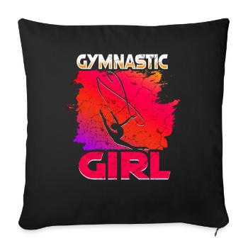 Gymnastique Filles Gymnastique Acrobatie - Housse de coussin décorative 45 x 45 cm - noir - Devant