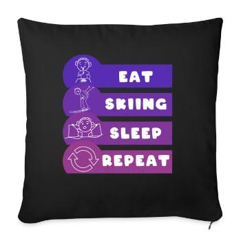 Manger Ski Sommeil Répéter - Housse de coussin décorative 45 x 45 cm - noir - Devant