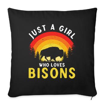 Just A Girl Who Loves Bisons Kuh Bison Büffel - Sofakissenbezug 45 x 45 cm - Schwarz - Vorne