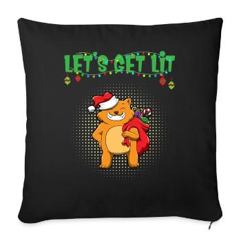 Let's Get Lit Advent Season Christmas Party X-Mas - Sofa pillowcase 17,3'' x 17,3'' (45 x 45 cm) - black - Front
