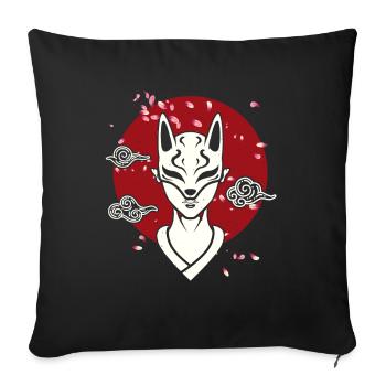 Japanese Woman With Oni Mask Japan Manga Anime - Sofa pillowcase 17,3'' x 17,3'' (45 x 45 cm) - black - Front