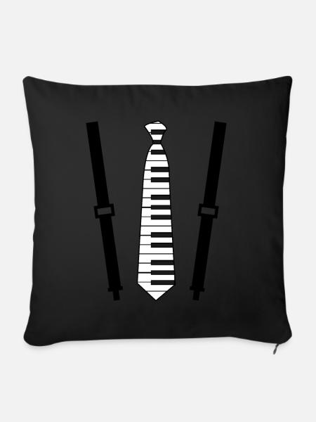 Krawatte Klavier Orgel Piano Krawatten - Sofakissenbezug 45 x 45 cm - Schwarz