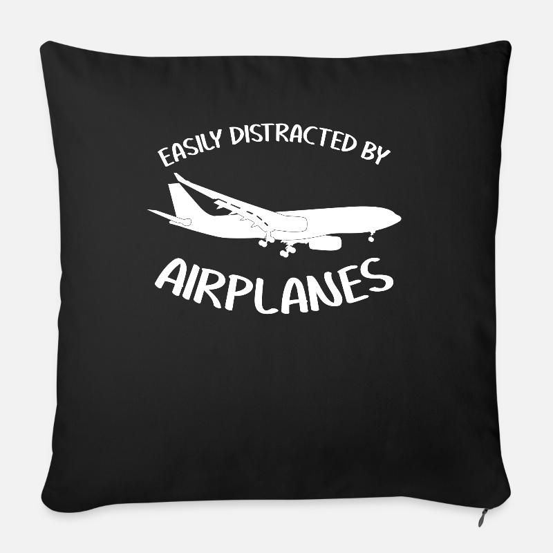Planespotter Flugzeuge Planespotting - Sofakissenbezug 45 x 45 cm - Schwarz