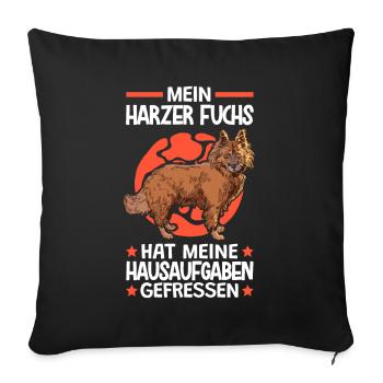 Harzer Fuchs hat Hausaufgaben gefressen - Sofakissenbezug 45 x 45 cm - Schwarz - Vorne