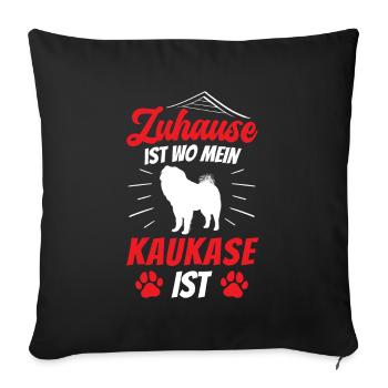 Owtscharka ist Zuhause Kaukasischer Owtscharka - Sofakissenbezug 45 x 45 cm - Schwarz - Vorne