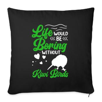 Ennuyeux sans oiseau kiwi Kiwi de Nouvelle-Zélande - Housse de coussin décorative 45 x 45 cm - noir - Devant