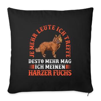 Mehr Harzer Fuchs weniger Menschen Hütefuchs - Sofakissenbezug 45 x 45 cm - Schwarz - Vorne