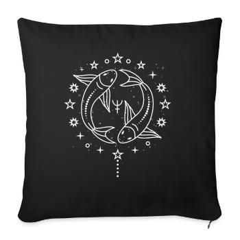 Poissons Signes du zodiaque horoscopes astrologie - Housse de coussin décorative 45 x 45 cm - noir - Devant