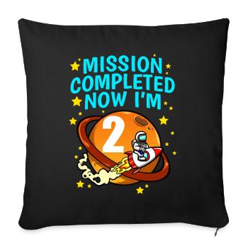 Space Birthday 2 Astronaut Planets Rocket Ship - Sofa pillowcase 17,3'' x 17,3'' (45 x 45 cm) - black - Front