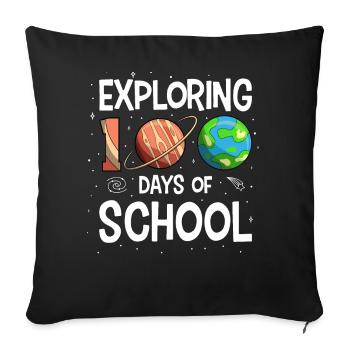 100 Days of School Space Planet Astronaut - Sofa pillowcase 17,3'' x 17,3'' (45 x 45 cm) - black - Front