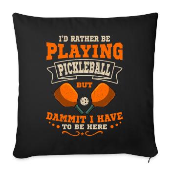 Je préfère jouer au pickleball paddle - Housse de coussin décorative 45 x 45 cm - noir - Devant