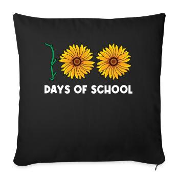 100 Days of School Sunflowers with Flowers School - Sofa pillowcase 17,3'' x 17,3'' (45 x 45 cm) - black - Front