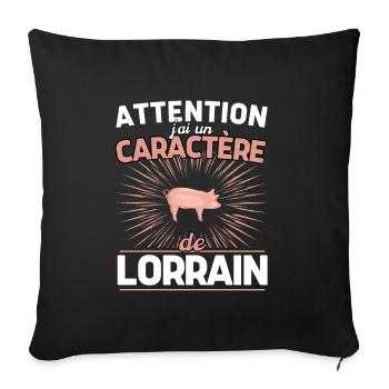 Cadeau Humour Homme Lorrain - Housse de coussin décorative 45 x 45 cm - noir - Devant