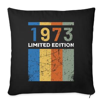 50 ans né en 1973 rétro 50e anniversaire - Housse de coussin décorative 45 x 45 cm - noir - Devant