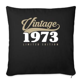 50 ans né en 1973 rétro 50e anniversaire - Housse de coussin décorative 45 x 45 cm - noir - Devant