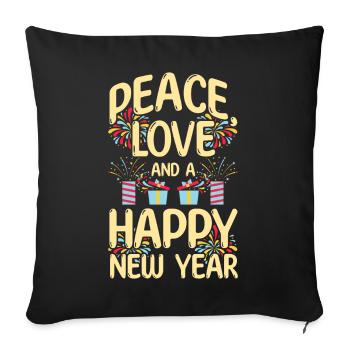 Réveillon du Nouvel An, Paix, Amour, Bonne Année - Housse de coussin décorative 45 x 45 cm - noir - Devant