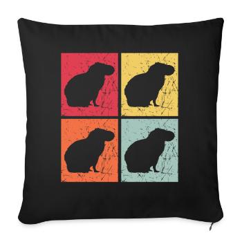 Capybara retro Wasserschwein Capybaras - Sofa pillowcase 17,3'' x 17,3'' (45 x 45 cm) - black - Front