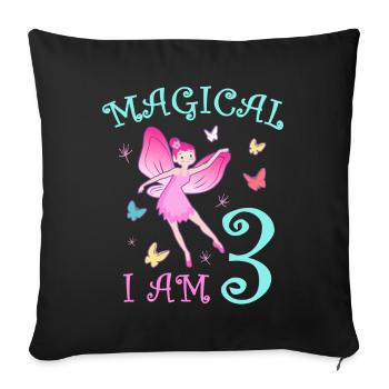 Fées Enfants Anniversaire 3 ans Fée Fille - Housse de coussin décorative 45 x 45 cm - noir - Devant