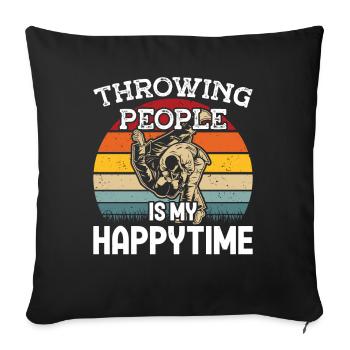 Jiu Jitsu Lancer des gens Happytime Jujutsu MMA - Housse de coussin décorative 45 x 45 cm - noir - Devant