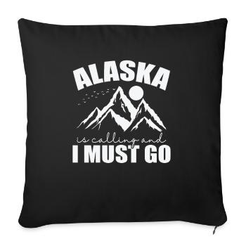 Alaska is calling and I must go USA America - Sofa pillowcase 17,3'' x 17,3'' (45 x 45 cm) - black - Front