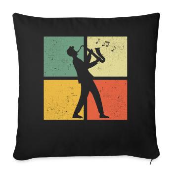 Saxophone Saxophoniste Saxophoniste - Housse de coussin décorative 45 x 45 cm - noir - Devant