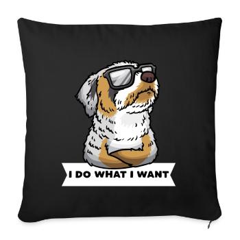 Aussiedoodle chien avec des lunettes de soleil - Housse de coussin décorative 45 x 45 cm - noir - Devant