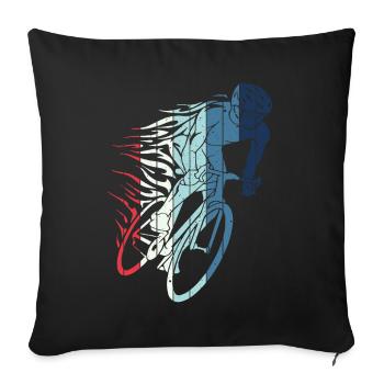 Retro Cyclist with Flames Bike Bike eMTB - Sofa pillowcase 17,3'' x 17,3'' (45 x 45 cm) - black - Front