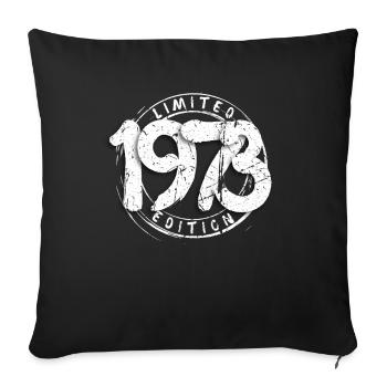 50 ans né en 1973 rétro 50e anniversaire - Housse de coussin décorative 45 x 45 cm - noir - Devant